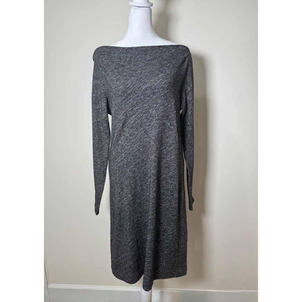 Eileen Fisher Size S Boatneck Long Sleeve Dress Heathered Charcoal